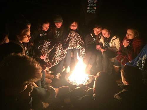 Bonfire at teen camp